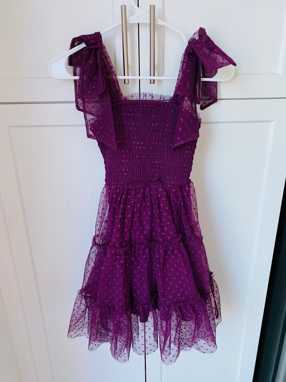 Speechless kids girls purple tulle polka dot dress size 8